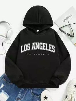 Толстовки с капюшоном для девочек, повседневные, с буквенным принтом, удобные, свободные, с длинным рукавом, свитшоты, детские мультяшные пальто, одежда на осень и зиму 110 бежевый