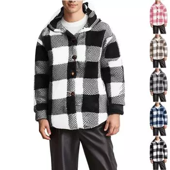 Толстовки с капюшоном для мужчин флисовые пушистые куртки повседневные легкие с капюшоном теплые с длинным рукавом мягкие удобные осенне-зимние пальто L чёрный