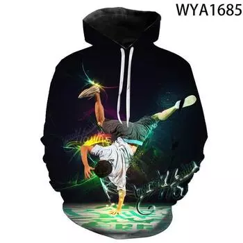 Толстовки с капюшоном для мужчин, женщин, детей, уличных танцев, свитер с 3D-принтом, длинный рукав, уличная одежда, повседневная толстовка с капюшоном для мальчиков и девочек, детские топы S
