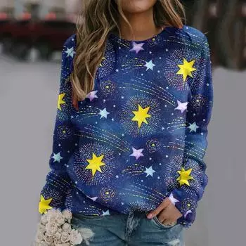 Толстовки с капюшоном для женщин с принтом и круглым вырезом, толстовка с капюшоном, топы-пуловеры 2024 года, повседневная флисовая уличная одежда с длинным рукавом для тренировок для женщин S