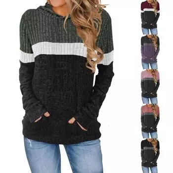 Толстовки с капюшоном для женщин, свитер с длинным рукавом, осенние свитера, легкая толстовка с капюшоном и карманом, топы XXL