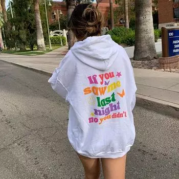 Толстовки с капюшоном «Если ты спас меня прошлой ночью, нет, ты не сделал пару», модные брендовые повседневные толстовки, свободные универсальные женские хлопковые толстовки с длинными рукавами S белый