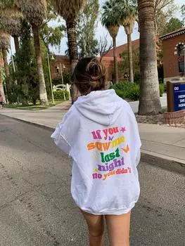 Толстовки с капюшоном «Если ты спас меня прошлой ночью, нет, ты не сделал пару», модные брендовые повседневные толстовки, свободные универсальные женские хлопковые толстовки с длинными рукавами 2XL белый