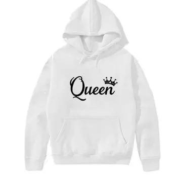 Толстовки с капюшоном Fashion Queen с буквенным принтом, унисекс, женская толстовка с капюшоном, уличная одежда, толстовки с капюшоном, спортивные свитера Harajuku, одежда унисекс L чёрный