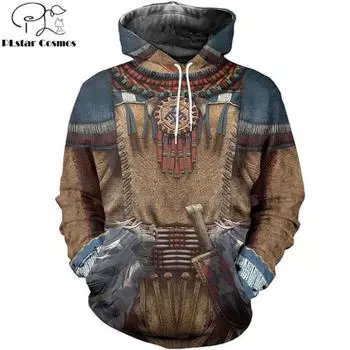 Толстовки с капюшоном и принтом в стиле индейцев 3D Осень-зима Мужская/женская уличная одежда с длинным рукавом S