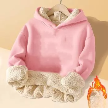 Толстовки с капюшоном из овчины для мальчиков и девочек и детские повседневные куртки 100