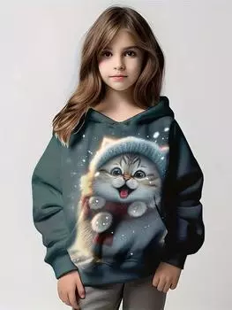 Толстовки с капюшоном Kawaii Animals Cat 3D Print Sweets Boys Girls Harajuku Unisex Hooded Sweats Shirts kids Ethnly Style Clothes Coat 100