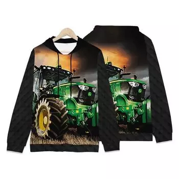 Толстовки с капюшоном Kawaii Truck Tractors 3D Print Sweatshirts Boys Girls Unisex Hooded Sweatshirts Cartoons kids Fashion Oversize Hoodie 100CM