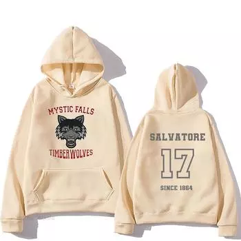 Толстовки с капюшоном Mystic Falls Virginia EST 1859 Streetwear, зимние удобные свитера с капюшоном, флисовая теплая кофта Moletom Masculino XS хаки