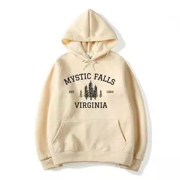Толстовки с капюшоном Mystic Falls Virginia Vampire Fan Sweater Salvatore Brothers Hoodie Women Hooded Sweatshirts Casual Streetwear Pullovers S чёрный