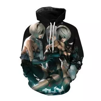 Толстовки с капюшоном Nier Automata, толстовка с 3D принтом аниме-игры для мужчин и женщин, модная толстовка большого размера, пуловер в стиле Харадзюку, пальто S