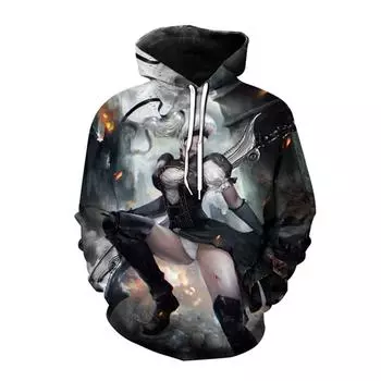 Толстовки с капюшоном Nier Automata, толстовка с 3D принтом аниме-игры для мужчин и женщин, модная толстовка большого размера, пуловер в стиле Харадзюку, пальто S