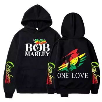 Толстовки с капюшоном Rapper Bob Marley Legend Reggae One Love Толстовки с капюшоном для мужчин и женщин Модные свитера с длинным рукавом большого размера Уличная одежда S
