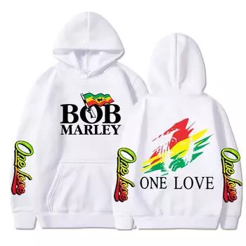 Толстовки с капюшоном Rapper Bob Marley Legend Reggae One Love Толстовки с капюшоном для мужчин и женщин Модные свитера с длинным рукавом большого размера Уличная одежда S