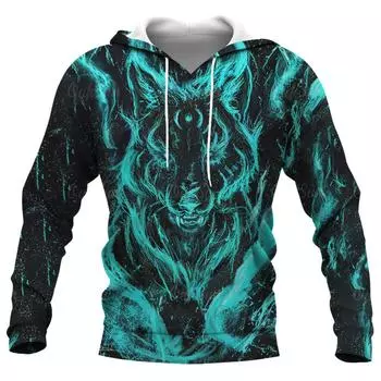 Толстовки с капюшоном с изображением животных, мужская толстовка с капюшоном с принтом 3D волка, свободная мужская одежда, топы, мужская одежда на весну и осень, свободная винтажная одежда S