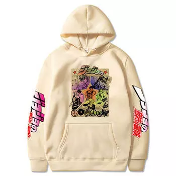 Толстовки с капюшоном с принтом аниме JOJO s Bizarre Adventure Женская модная толстовка-пуловер Harajuku Unisex Oversize Hoodie S