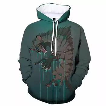 Толстовки с капюшоном с принтом «Гиена» в виде мультяшной гиены, повседневные, с изображением животных, для отдыха, женские толстовки с капюшоном, с длинным рукавом, детская и мужская одежда S