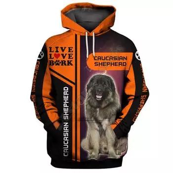 Толстовки с капюшоном с принтом «Кавказская овчарка» на 3D-принте, модные пуловеры для мужчин и женщин, свитшоты с забавными животными, дропшиппинг S