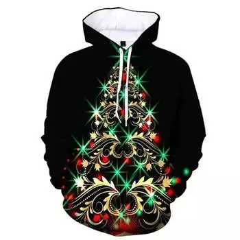 Толстовки с капюшоном с рисунком рождественской елки для мужчин 3D The Perfect Tree Printed Hooded Sweatshirts Kids Fashion Winter Pullover Pop Hoodie S