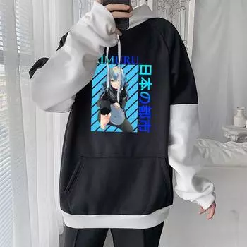 Толстовки с капюшоном «В тот раз я перевоплотился в слизи» Tempest Rimuru для мужчин и женщин, винтажные зимние с длинными рукавами с принтом, теплые толстовки уни... S чёрный