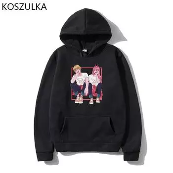 Толстовки с капюшоном в стиле аниме «Человек бензопилы» унисекс в стиле Харадзюку, флисовые толстовки с графикой, уличная одежда большого размера, свободный пуловер с длинными рукавами Sudadera L
