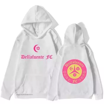 Толстовки с капюшоном в стиле аниме Dellafuente FC, крутые толстовки в стиле рэп, зимний популярный пуловер, мужской теплый флисовый уличный костюм, женская готическая одежда с длинным рукавом S