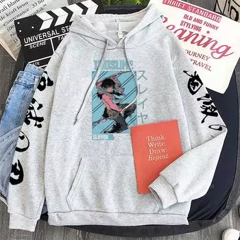 Толстовки с капюшоном в стиле аниме «Убийца демонов» для мужчин/женщин, Harajuku, забавная манга, принты Hashibira Inosuke, модные уличные свитшоты больших размеров XS чёрный