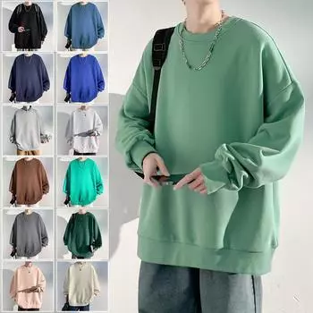 Толстовки с круглым вырезом, однотонный мужской удобный свитер на осень и зиму, свободный спущенный плечевой пояс, круглый вырез, универсальный свитер Tide S