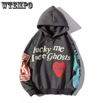 Толстовки с надписью «Graffiti Letter Foam Plus Velvet», мужские, свободные, флисовые, Stranger Things, с капюшоном, толстовка с капюшоном, унисекс, пуловер с капюшоном M чёрный