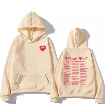 Толстовки с надписью «I Love You» в текстах песен Taylors, повседневная толстовка с капюшоном и длинными рукавами для мальчиков, высококачественная хлопковая одежда XS розовый