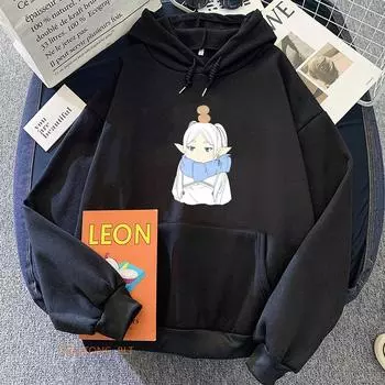 Толстовки с принтом аниме Sousou No Frieren Beyond Journey, мужские и женские толстовки с капюшоном, зимние флисовые свитера больших размеров с капюшоном L