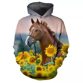 Толстовки с принтом лошади 3D для женщин и мужчин, модная уличная одежда, повседневная толстовка с капюшоном, свободные свитера, толстовки с капюшоном для детей, топы, одежда L