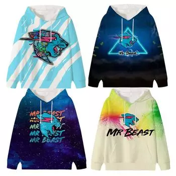 Толстовки с принтом Mr Beast Gaming, весна-осень, длинные рукава, молния, кот, дети, повседневная одежда, спортивные топы, детская подарочная одежда 100 белый