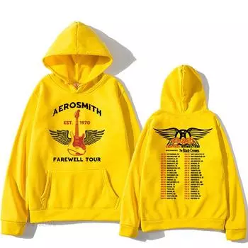 Толстовки с принтом рок-группы Aerosmith, прощальный тур PEACE OUT 2024, толстовка с принтом, зимняя одежда XS жёлтый