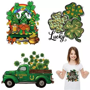 Толстовки с термопереносом на день Святого Патрика, Parches Ropa Diy, наклейка на одежду, футболка с теплопередачей, термонашивка для одежды для кукол для домашних животных 24x18cm