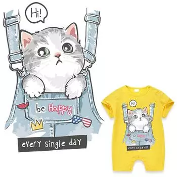 Толстовки с термопрессом для маленьких кошек, моющиеся виниловые теплопередачи уровня «сделай сам», каждый божий день