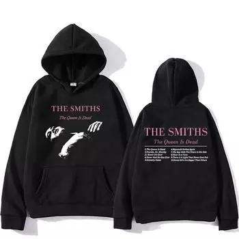 Толстовки Smiths с капюшоном The Queen Is Dead Graphic Printing Gothic Fleece Sweatshirts Long Sleeve Hip Hop Clothes Punk Hoody XS чёрный