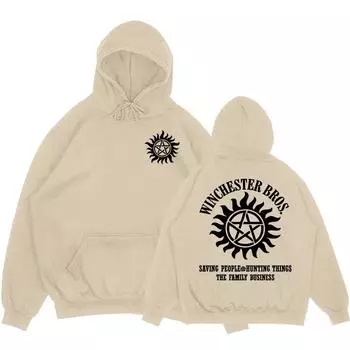 Толстовки Supernaturall Winchester Bros, зимние толстовки с капюшоном с длинным рукавом, повседневные мужские свитера с мягкими карманами Moletom Masculino XS хаки