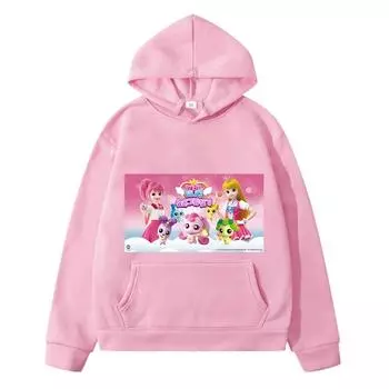 Толстовки Tini Ping, одежда для мальчиков, осенняя толстовка y2k sudadera, повседневная толстовка с капюшоном в стиле аниме, пуловер Tini Ping, флисовая куртка, детская одежда для девочек 130 красный