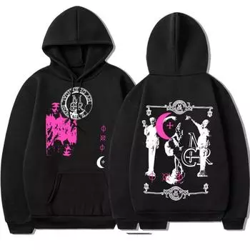 Толстовки унисекс черный парад панк эмо рок с капюшоном XS чёрный