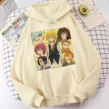 Толстовки унисекс «Семь смертных грехов» унисекс Kawaii японского аниме Nanatsu No Taizai Meliodas графическая толстовка с капюшоном мужская толстовка 2XL