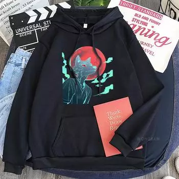 Толстовки в стиле Харадзюку в стиле аниме Beastars Wolf, модная одежда с рисунком каракулей, зимние толстовки унисекс с длинными рукавами S чёрный