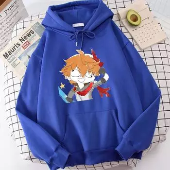 Толстовки женские Genshin Impact Tartaglia Printed Hoody Loose Hooded Plus Sweatshirts Men Streetwear Harajuku Pullover XS