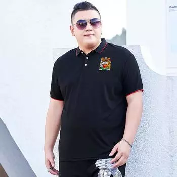 Толстяк больших размеров, свободная футболка с короткими рукавами и лацканами, рубашка поло Fat Man, популярный топ больших размеров 7xl 2XL
