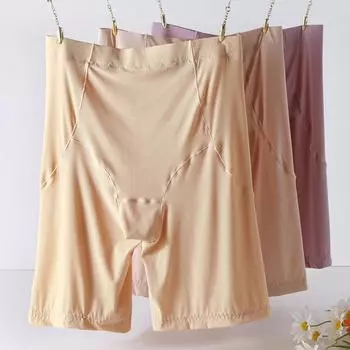 Толстые антибликовые трусики с высокой талией, легкие трусики из ледяного шелка большого размера 5XL чёрный