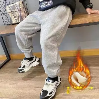 Толстые брюки с подкладкой для мальчиков, зимние, осенние, для больших детей, теплые, бархатные брюки, детские, хлопковые, длинные, повседневные брюки 3-10 лет 150