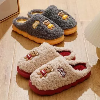 Толстые хлопковые тапочки с рисунком из мультфильмов женские теплые нескользящие хлопковые тапочки 38-39