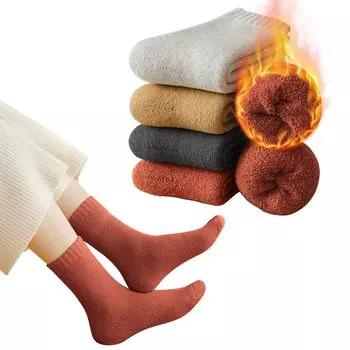 Толстые холодные чрезвычайно теплые постоянные шерстяные тепловые с начесом тепловые горные комплекты красные красные темно-серые темно-желтые [CHICHL] Носки, Женские носки, Осень/Зима,