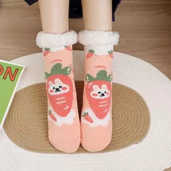 Толстые и фланелевые, носки для мужчин, теплые носки, противоскользящие чехлы для пола и защиты ног, женские носки 1