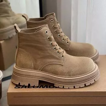 Толстые ковбойские парусиновые сапоги в стиле ретро, модные и удобные женские летние и осенние красивые тонкие короткие сапоги 35 хаки